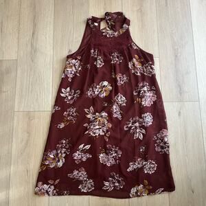 Maurices Womens Maroon Floral Halter Dress Size M